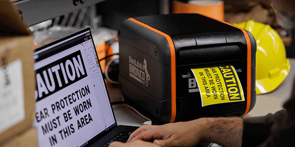 DuraLabel Bronco Max Printing a custom safety sign