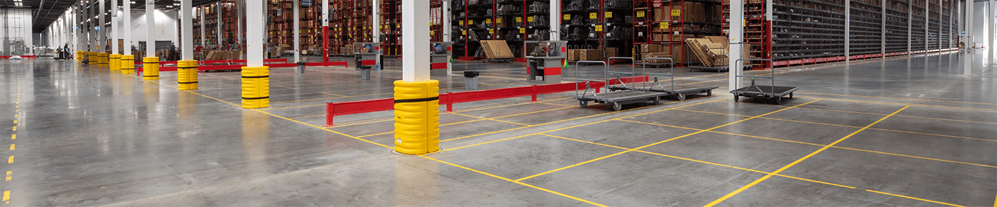 Floor marking in a warehouse.