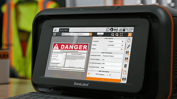 User creating Arc Flash labels in LabelForge PRO on Toro Max printer