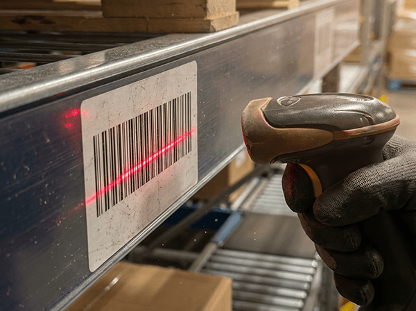 Handheld barcode scan supporting warehouse ERP integration and inventory accuracy.