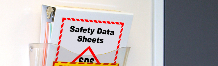 Safety Data Sheets hung on a wall