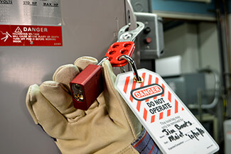 Electrical machinery properly labeled for LOTO procedures.