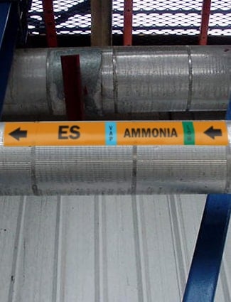 IIAR labeled ammonia economizer suction pipe