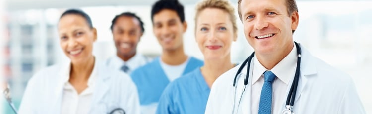 Doctors and nurses standing together