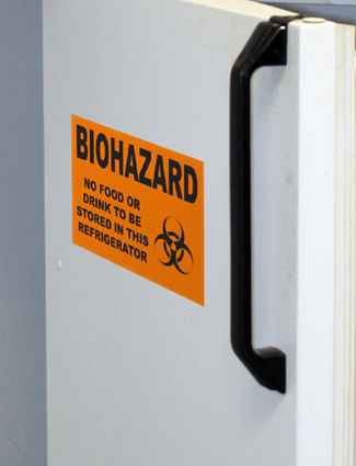 biohazard label refrigerator