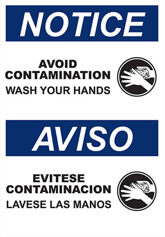 Use signs to remind workers of wash points
