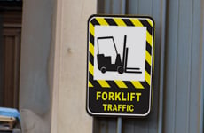 Sign for forklift traffic safety