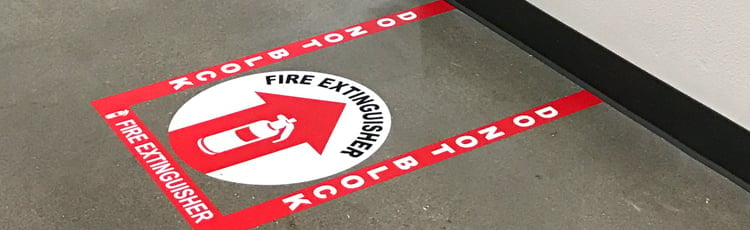 Floor marking for a fire extinguisher