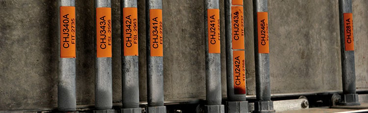 Electrical conduit pipes labeled with durable sequenced labels