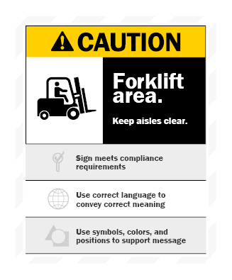 forklift area caution sign