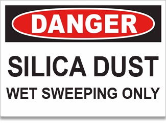 Danger sign warning of silica dust