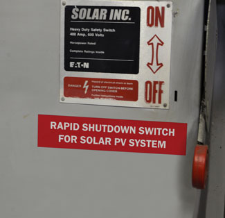 rapid shutdown switch for solar pv system label